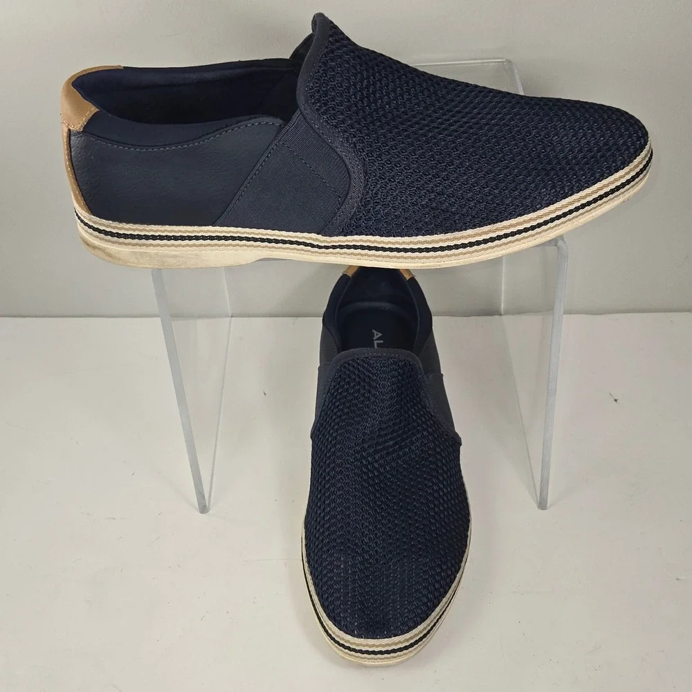 Aldo Mens Navy Blue Mesh Slip On Loafers Size 10 Casual Espadrille Sneakers AC93